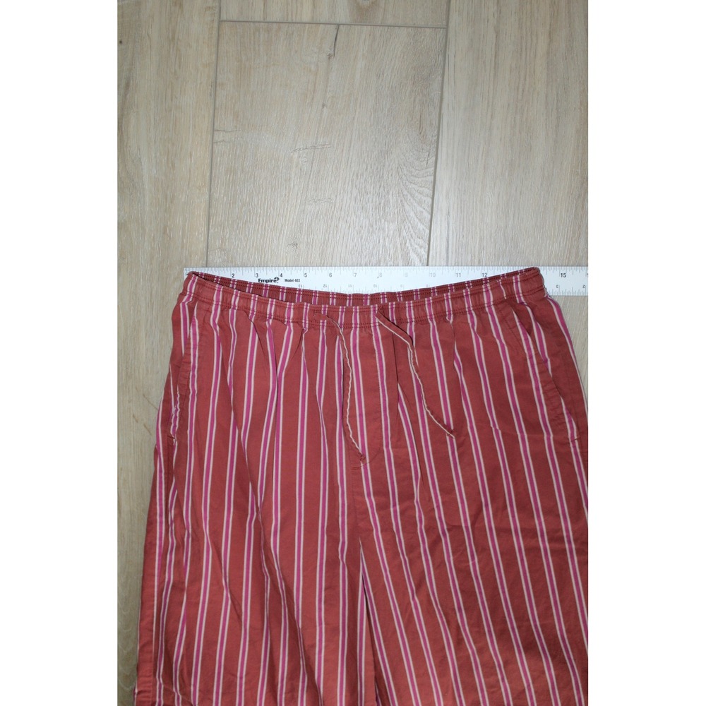 Old Navy Women's Small Wide Leg Striped Cotton Pants Terracotta Red Pink White - Picture 6 of 9